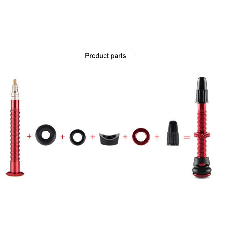 1 paio Di Tubeless Stelo Della Valvola e Core Per La Bici Della Bicicletta Tubeless Presta Valve Stem 58 millimetri/72 millimetri in Lega di alluminio Senza Tubi Valvola Rosso/Nero