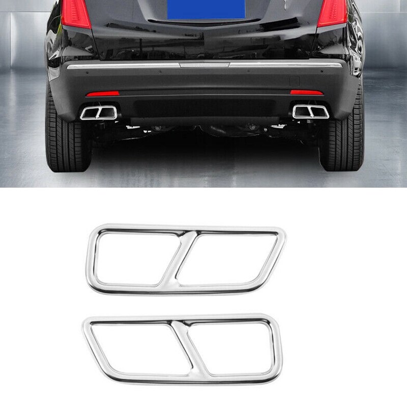 Tapa de salida de extremo de tubo de escape trasero de acero inoxidable decoración de Marco 2 uds para Cadillac: 2016-18 year