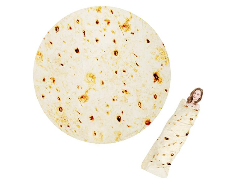Burrito zawinąć nowość koc na łóźko sofa doskonale kreatywny prezent okrągły Tortilla piknik w domu dla dzieci nadające się robić noszenia mata ciepły miękki szal: Taco / 182cm