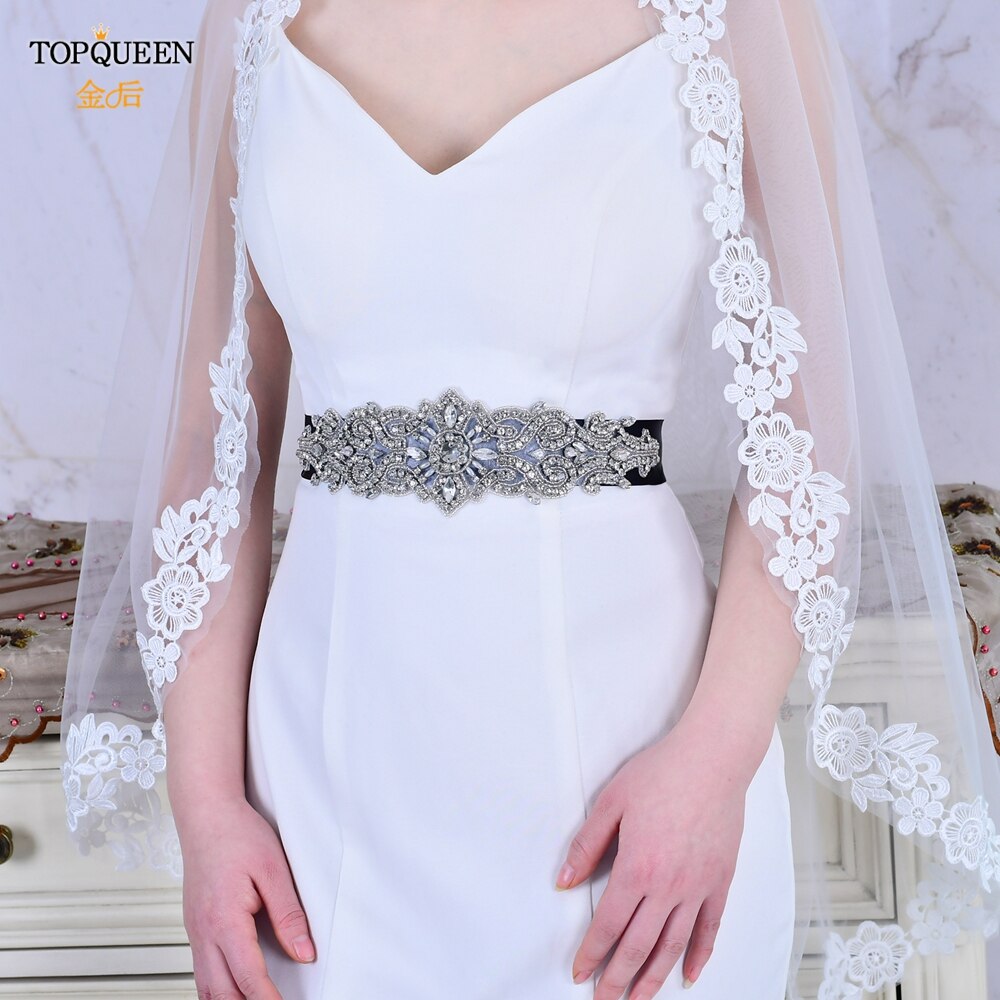 TOPQUEEN S26 Luxus Strass Hochzeit Kleider Gürtel Frauen Kristall Gürtel für Braut Hochzeit Bund Jewel Gürtel Braut Schärpen