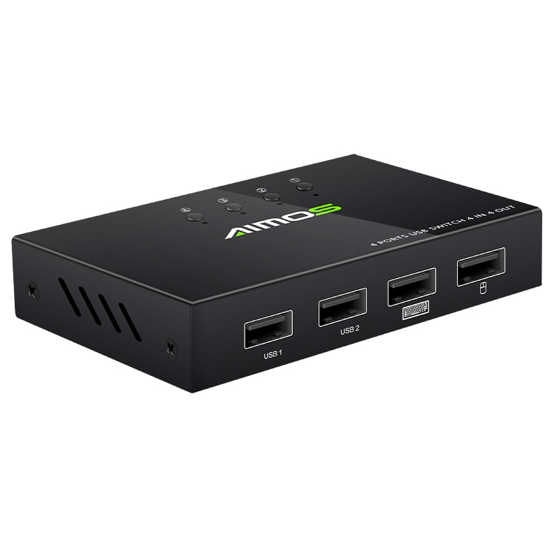 Aimos Usb Printer Delen Apparaat 4 In 4 Out Kvm Schakelaar Voor 4 Computers Op Een Set Van Toetsenbord en Muis Usb 2.0 Converter: Default Title