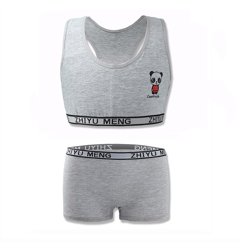 3 sæt/parti pigeundertøj camisole bomuld hipster 8-14y børn pige & #39 ;s træning sommer sport bh sæt
