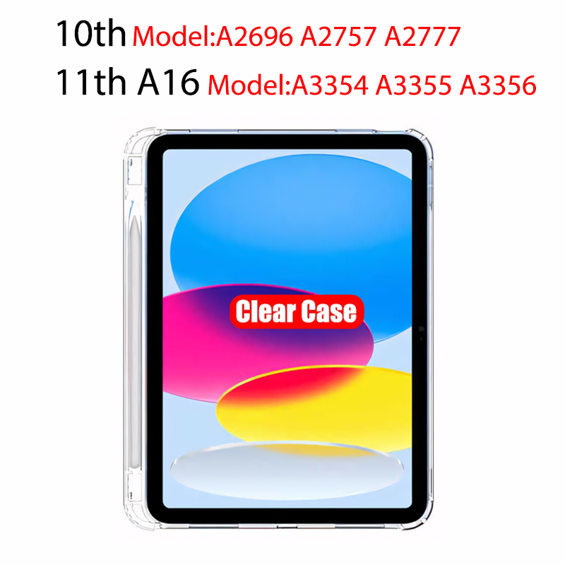 Clear Case For iPad 10th 9th 8th 7th 6th 5th Generation With Pencil Holder Case iPad Air 11 5 4 3 Pro 13 12.9 Mini 6 7 Tpu Cover: Blue