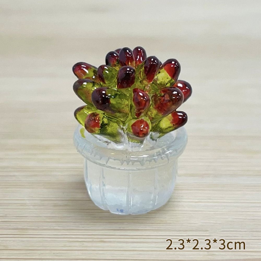 Cartoon Cactus Bonsai Decor Resin Crafts Transparent Fleshy Mini Cactus Figurines Realistic Simulated Cactus Home Accessories: Deep Pink