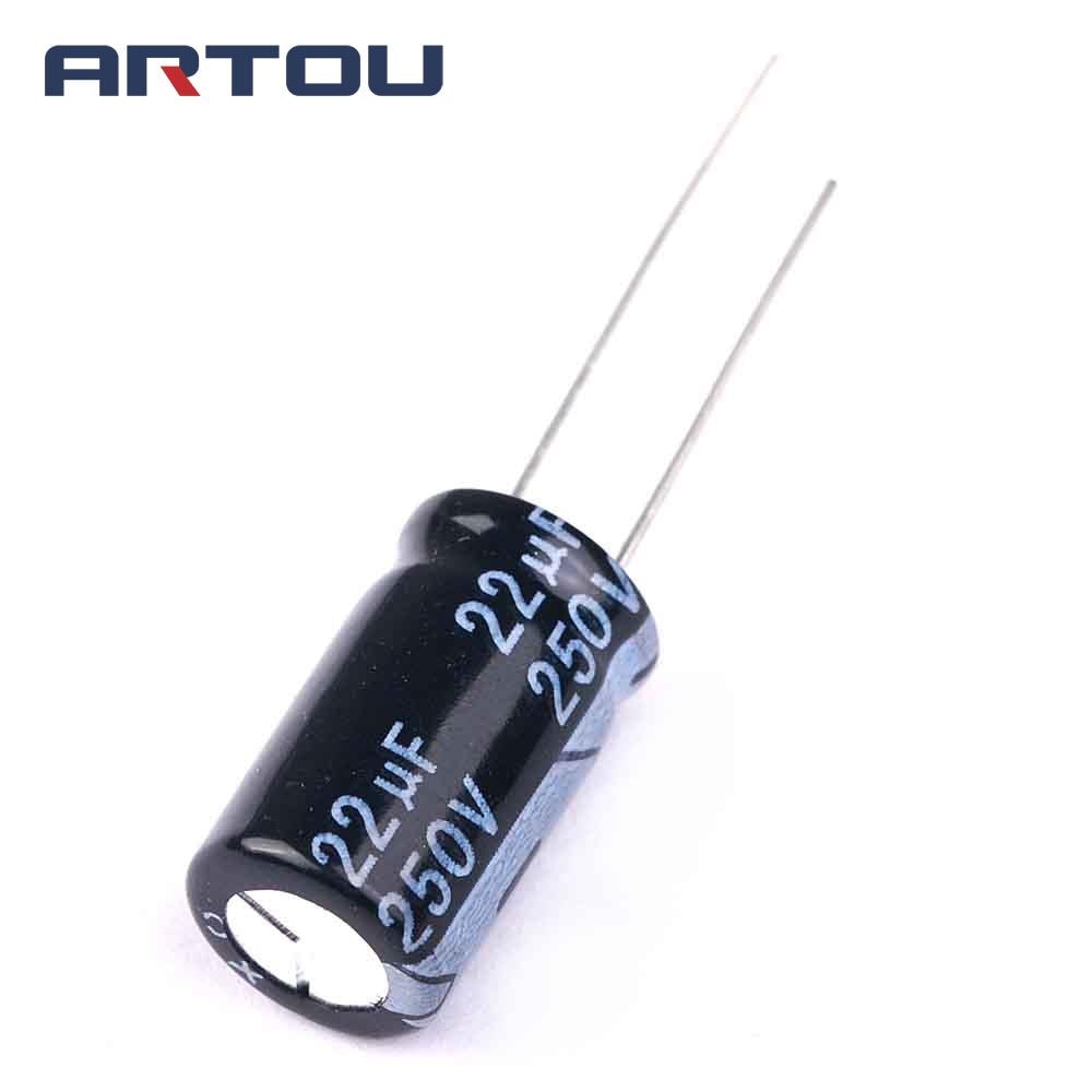 20 stk 22uf 250v 10 x 17mm elektrolytisk kondensator 250v 22uf 10*17mm aluminium elektrolytkondensator