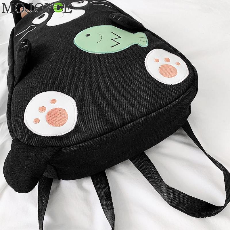 chat impression sacs d'école pour adolescentes voyage sac à dos femmes toile épaule haut-poignée sacs mochila feminina