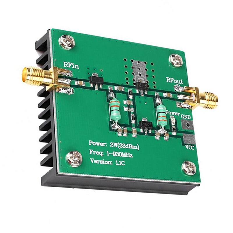 1-930MHz 2W RF Amplifier,RF Broadband Power Amplifier Module for Radio Transmission FM HF VHF 1-930MHz 2W