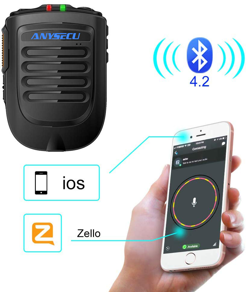 Bluetooth ptt microhpone til ios system moblie telefon arbejde med zello ptt applikation