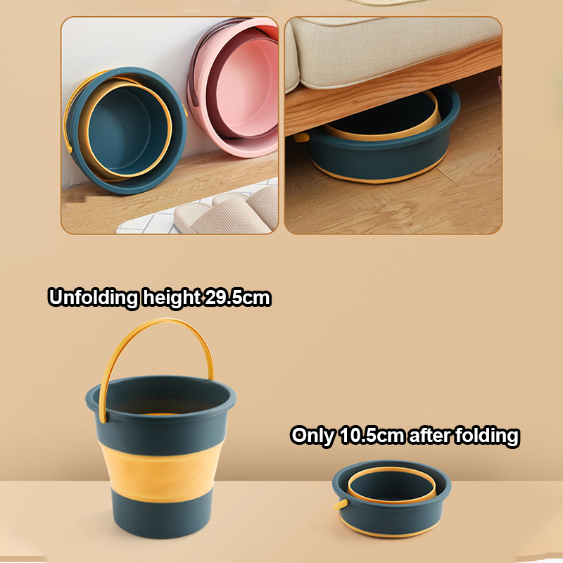 17L Portable Folding Bucket Multifunctional Thickened Silicone Bucket for Car Washing and Fishing Camping Folding Bucket