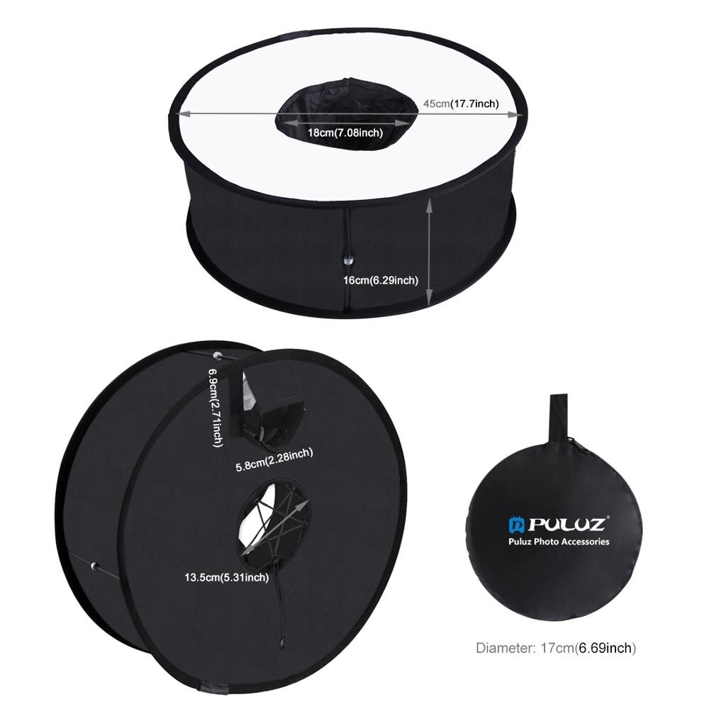 Puluz 45cm runde softbox makro & portrætoptagelse speedlight soft box foldbar soft flash lys diffusor til fotostudie