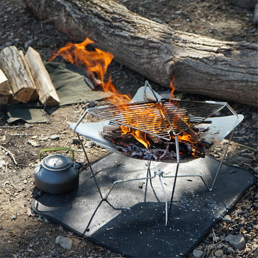 Folding Camping Campfire Pit Outdoor Stainless Steel Wood Burning Charcoal Bonfire Shelf Portable Firewood Fire Stove for BBQ