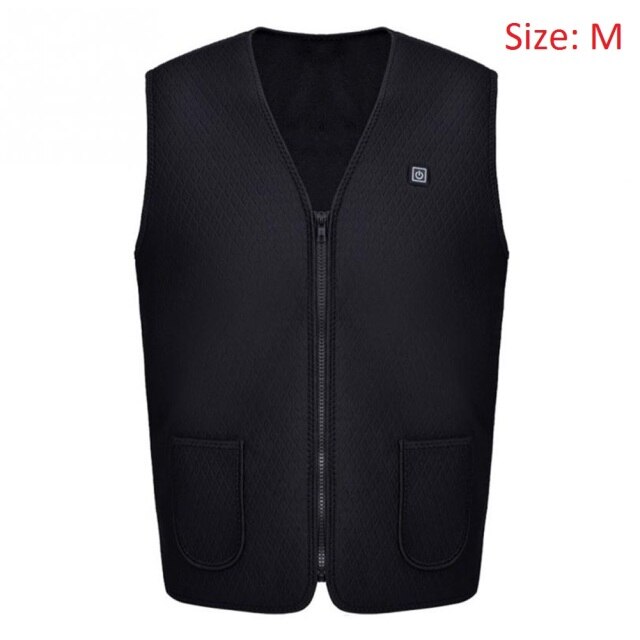 Mannen Vrouwen Outdoor Usb Infrarood Verwarming Vest Jas Winter Flexibele Elektrische Thermische Kleding Vest Voor Sport Wandelen Shippin: Black
