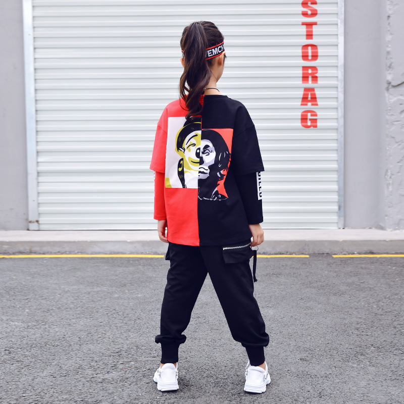 Children Ballroom Dance Clothes for Girls Boys Performance Show Short T Shirt Jogger Pants Jazz Kid Hip Hop Dancing Costume