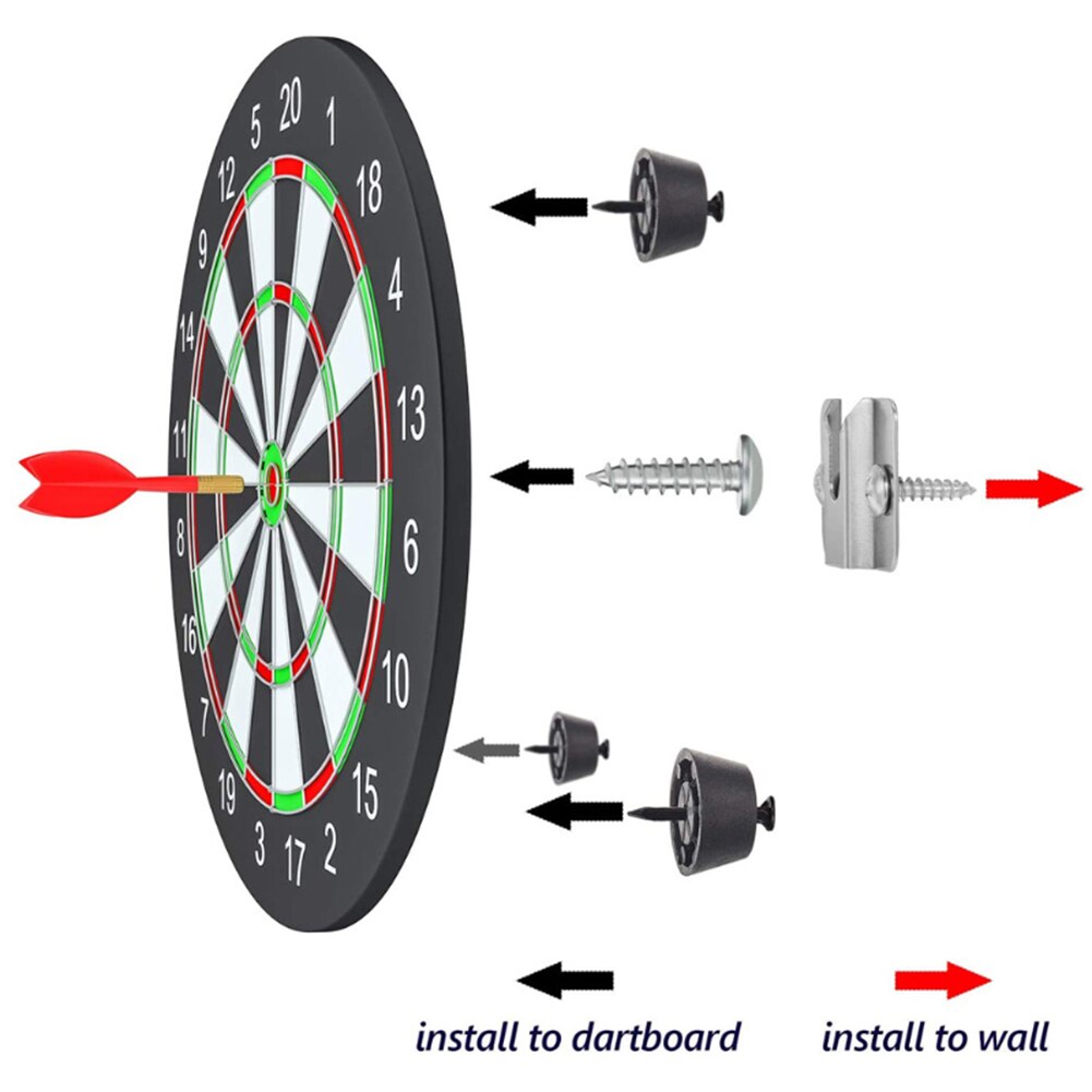 10PCS Dartboard Mounting Bracket Kit Wall Hanging Portable Dart Board Set with 3 Pads for Cabinet Wall