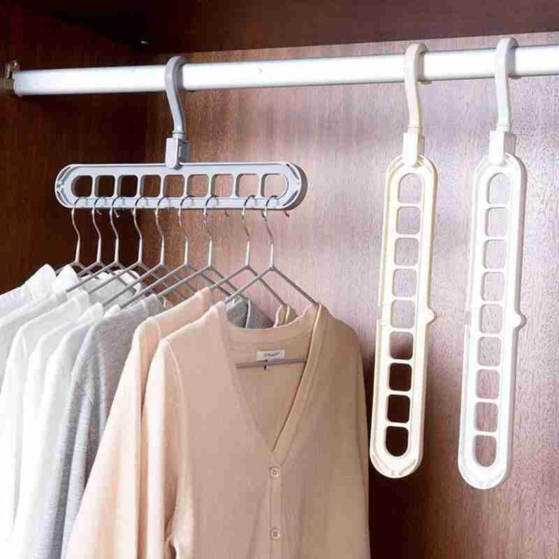 Multifunctionele Kleerhanger 3D Ruimtebesparend Ruimte Hanger Praktische Haak Kleding Kast Negen-Gat Voor Kleding Organiz O7F5