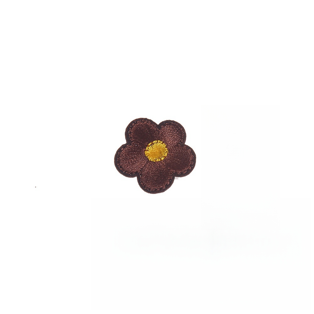 10 unids/lote 2,3 cm parches de flores pequeñas parche bordado hierro en tela apliques insignia para manualidades de costura DIY accesorios de ropa: Latón