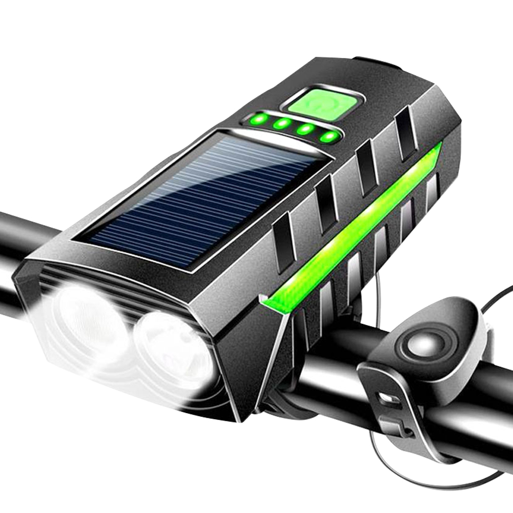 Phare de vélo à énergie solaire, Rechargeable par USB, lampe avant de vélo de route et vtt, faisceau haut de 2400mAh, lampe de poche, accessoires de vélo