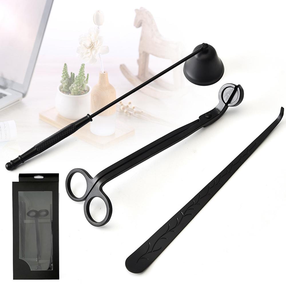 Aromatherapie Kaars Brandblusser Rvs Lont Scharen 3 In 1 Duurzaam Bell Vorm Accessoires Banket Thuis Gereedschap: 03-BK