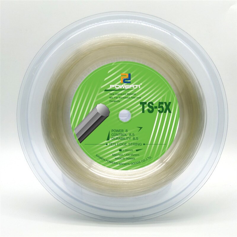 Powerti 1.18Mm Tien Rand Harde Draad Tennisracket String 200M Reel Tennis String Cycloon TX-5