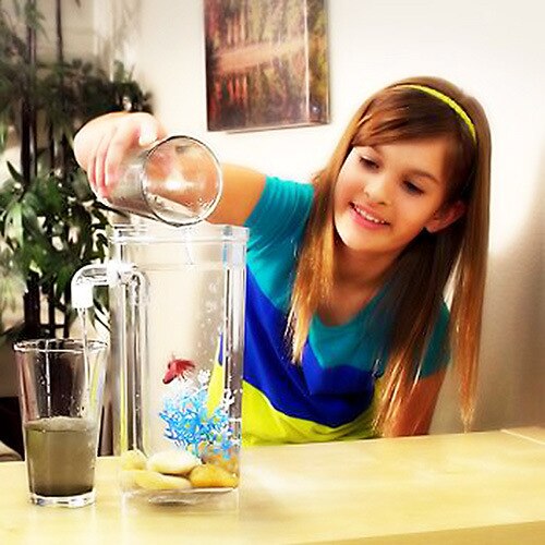 Kids Fish Tank Self Cleaning Small Desktop Fish Aquarium Light Clean LED Fish Tank Small Desktop Aquarium Starter Kit