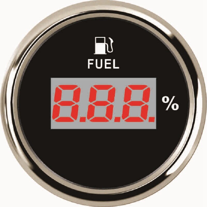 Universal 52mm Digital Fuel Level Gauge Indicator 0-190ohm Oil Level Gauge Fit Boat Car with Red Backlight Waterproof: BS