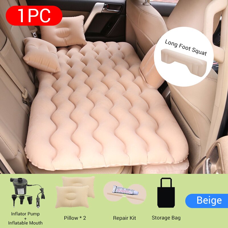 Car Inflatable Bed Flocking Cloth Seat Back Bed for Travel Kids Sleep Rest Outdoor Indoor Multi-functional Inflatable Mattress: White