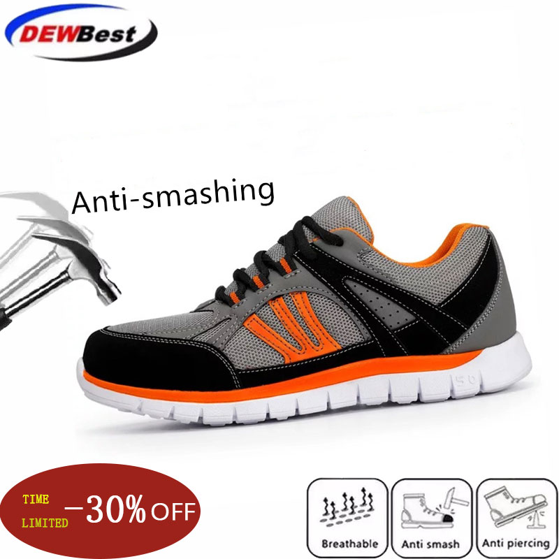 men's steel toe cap safety shoes work boots wear shoes breathable lightweight non-slip anti-piercing protective shoes