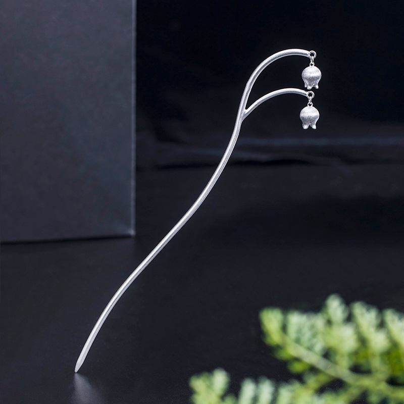 S925 Sterling Zilveren Antieke Hanfu Haaraccessoires Vrouwelijke Retro Lelie Van De Vallei Plaat Haarspeld Bloem Stap Schudden Sieraden Wh