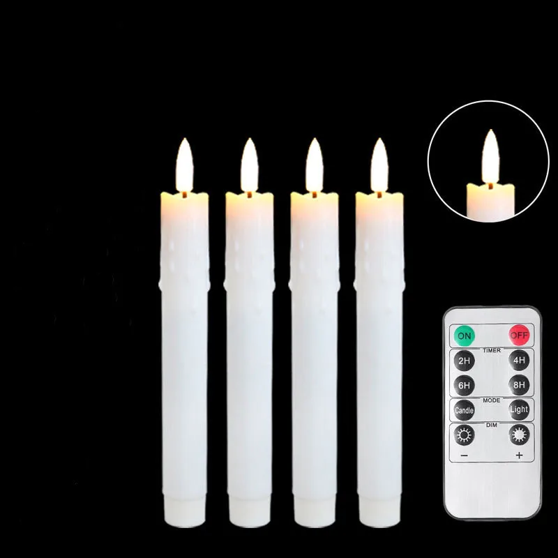 Halloween LED Flameless Flickering Taper Candle Light Remote Window Candlesticks Christmas Thanksgiving Party Fireplace Decor: Red