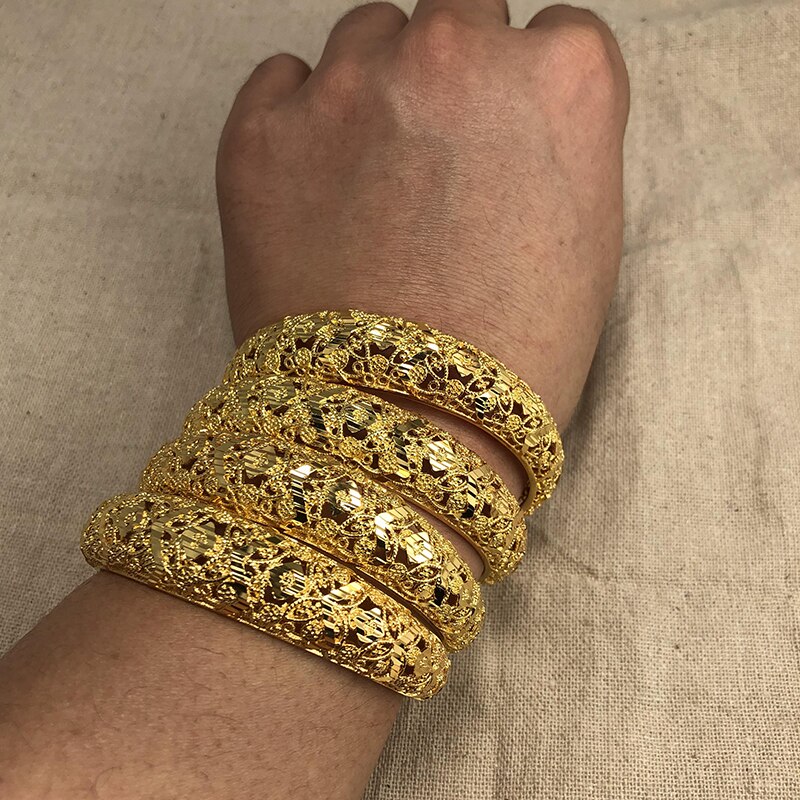 Annayoyo 24K Dubai couleur or Bracelets pour femmes Bracelets éthiopiens moyen-orient bijoux de mariage africains