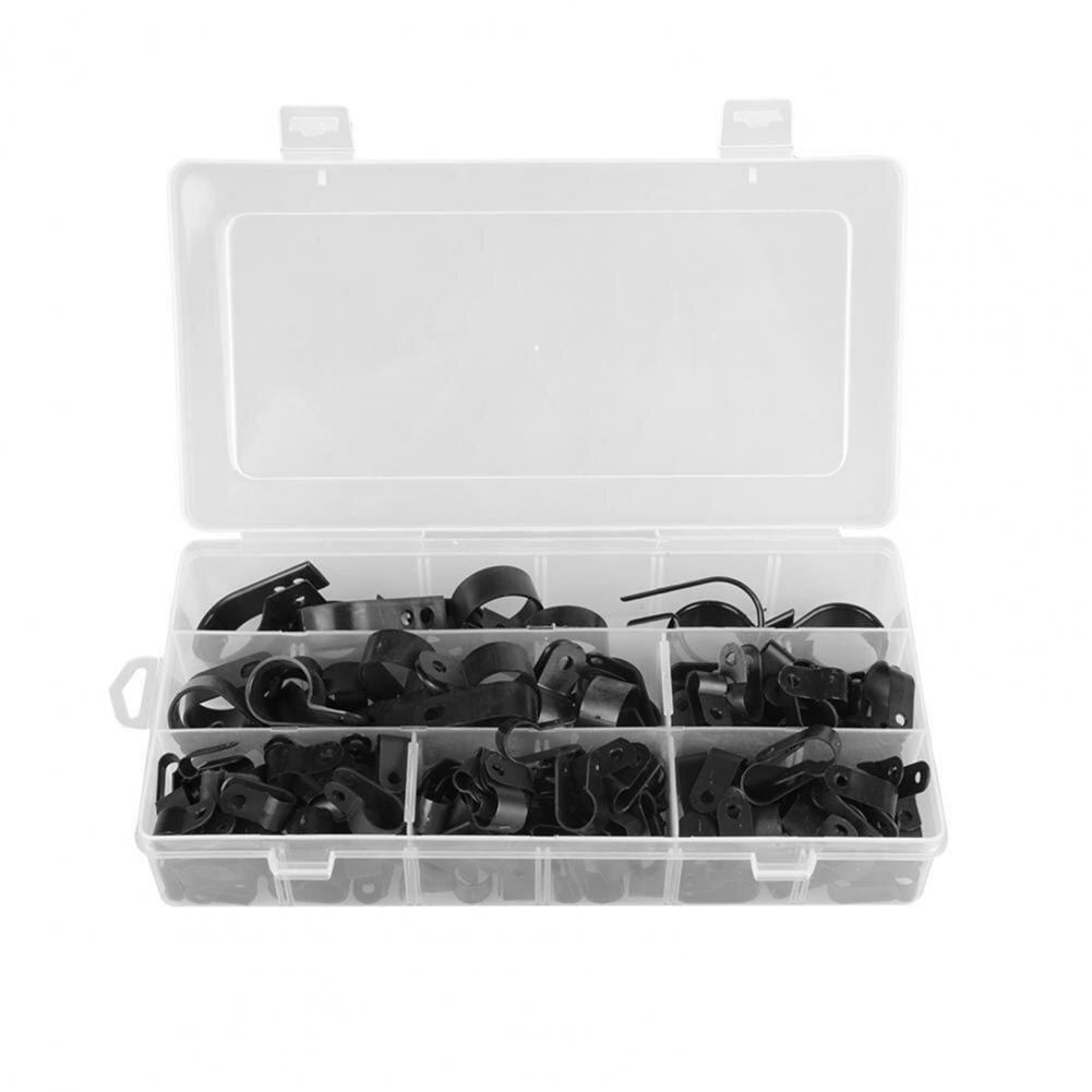 Black 200Pcs Convenient Multiple P Cable Clips Set Compact Cable Clip Portable for Cable Management