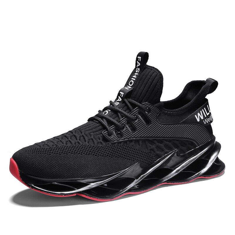 Mannen tennis schoenen blace air mesh demping chunky sok sneakers gym mannen jogging schoenen tenis masculino chaussure homme sport buty: Black / 9.5
