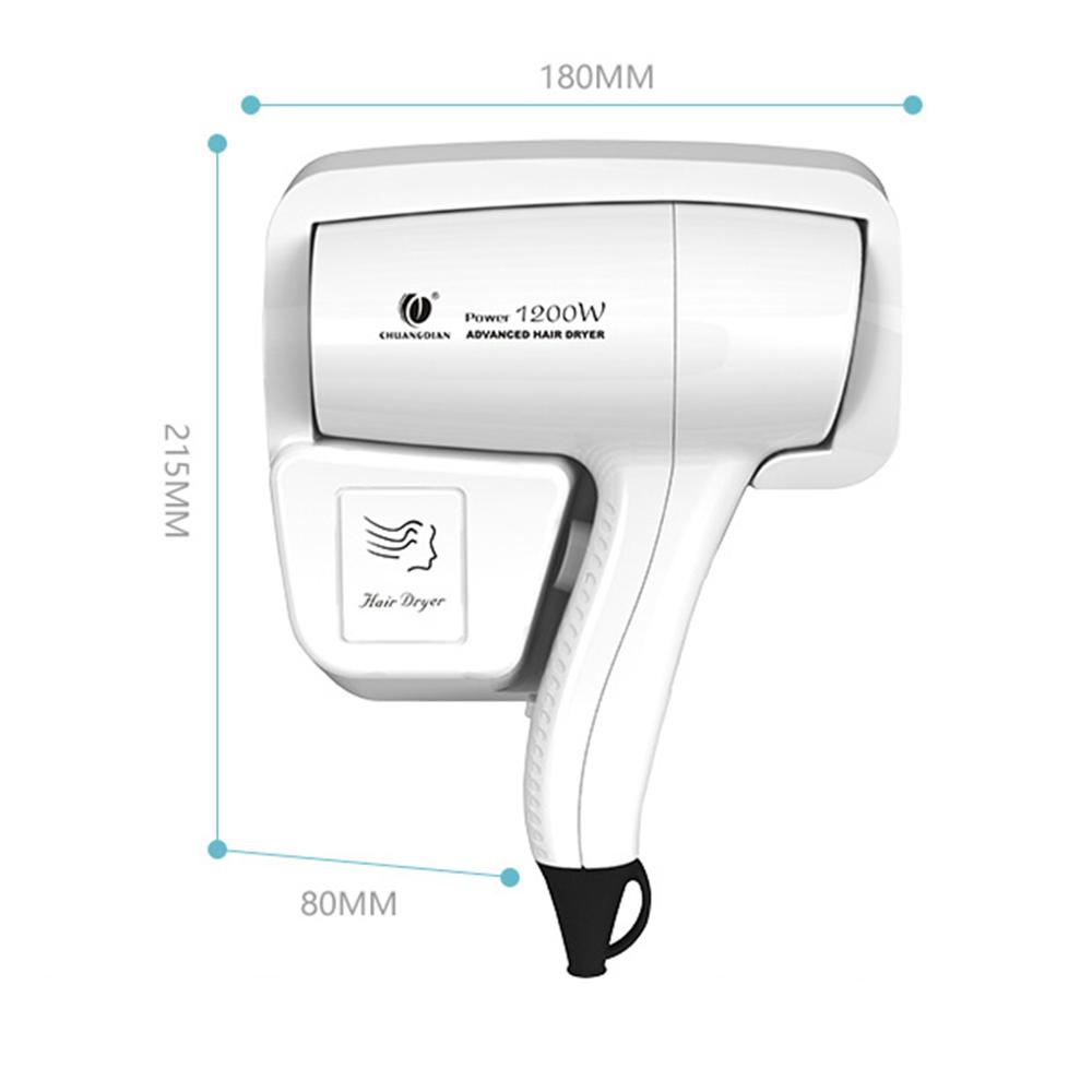 Secador Home Hotel Bath Wall Mount Thermostatic Electric Hair Dryer Blower Hairdryer Hairblower White ABS 1200W 220V