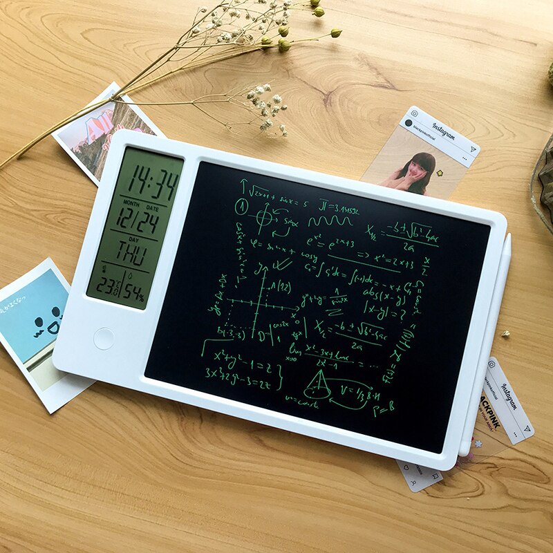 9.5 Inch Electronic Digital Clock Calendar LCD Writing Tablets Doodle Drawing Pad Board with Thermometer and Hygrometer for Kids