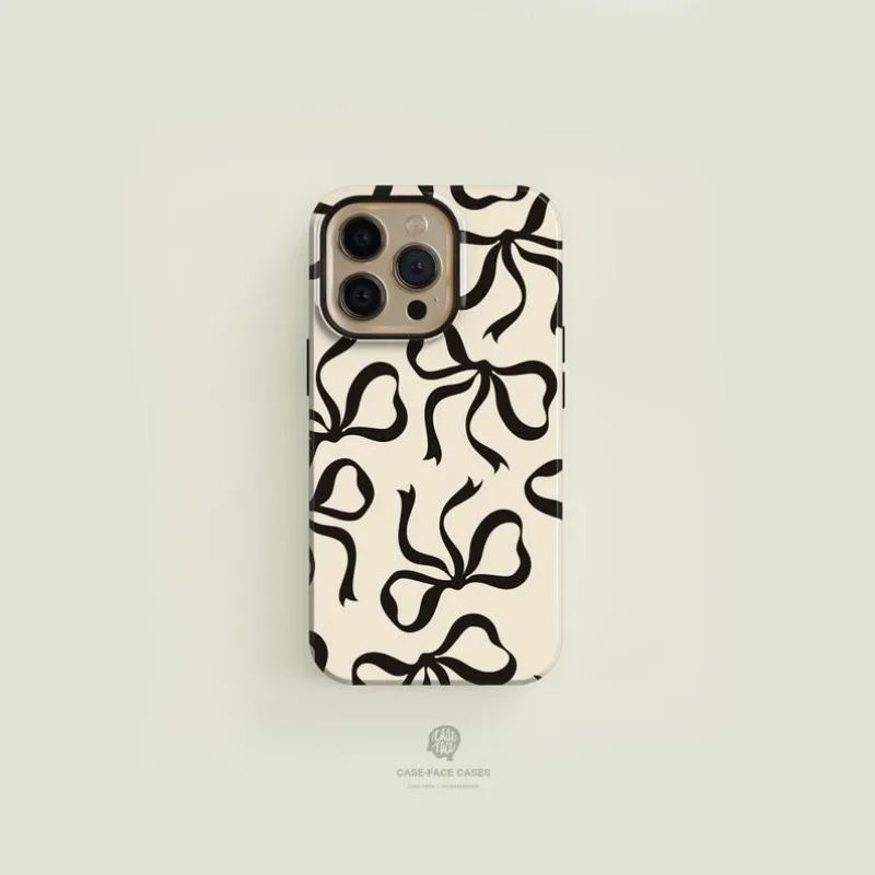 Funda con lazos negros para IPHONE 16ProMax 15 14 13 12 11 PRO Plus, fundas de teléfono magnéticas dos en uno de TPU acrílico: Para iPhone 12 Pro