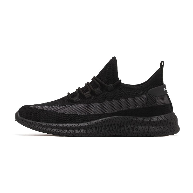 Men White Sneakers Breathable Comfort Air Mesh Outdoor Running Shoes For Men Casual Black Sports Shoes Lace Up Men's Sneaker: Black / 10
