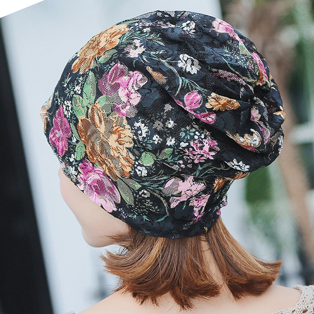 Kvinder blomst muslim cancer kemo hat hue tørklæde turban hoved wrap cap trykt hovedbeklædning dame hatte  #t5p