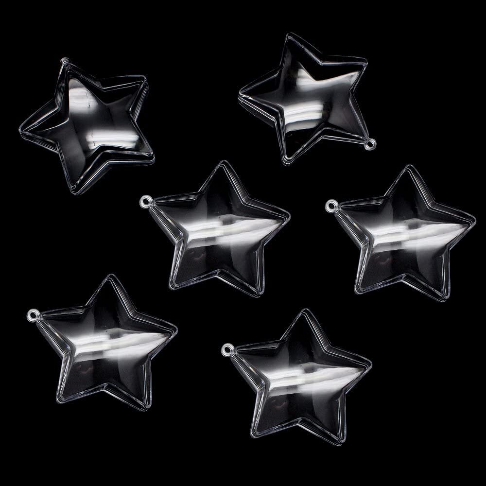 10 Sets 80Mm Diy Invulbare Ballen Clear Plastic Ornamenten Ballen Kerstboom Ornament Snuisterij Feestartikelen (Ster Vorm)