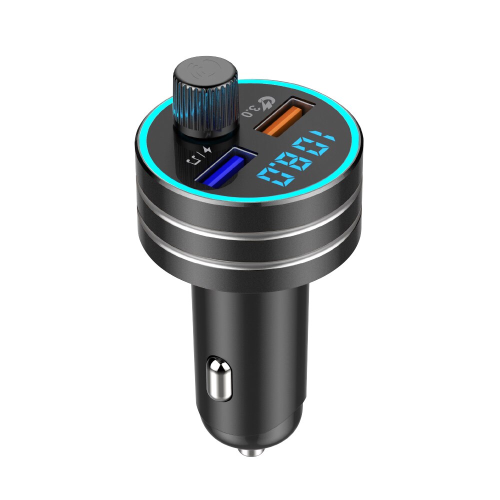 Allume-cigare de voiture transmetteur FM sans fil, Bluetooth 5.0, affichage, double Port USB, adaptateur universel de Charge de téléphone QC: Black