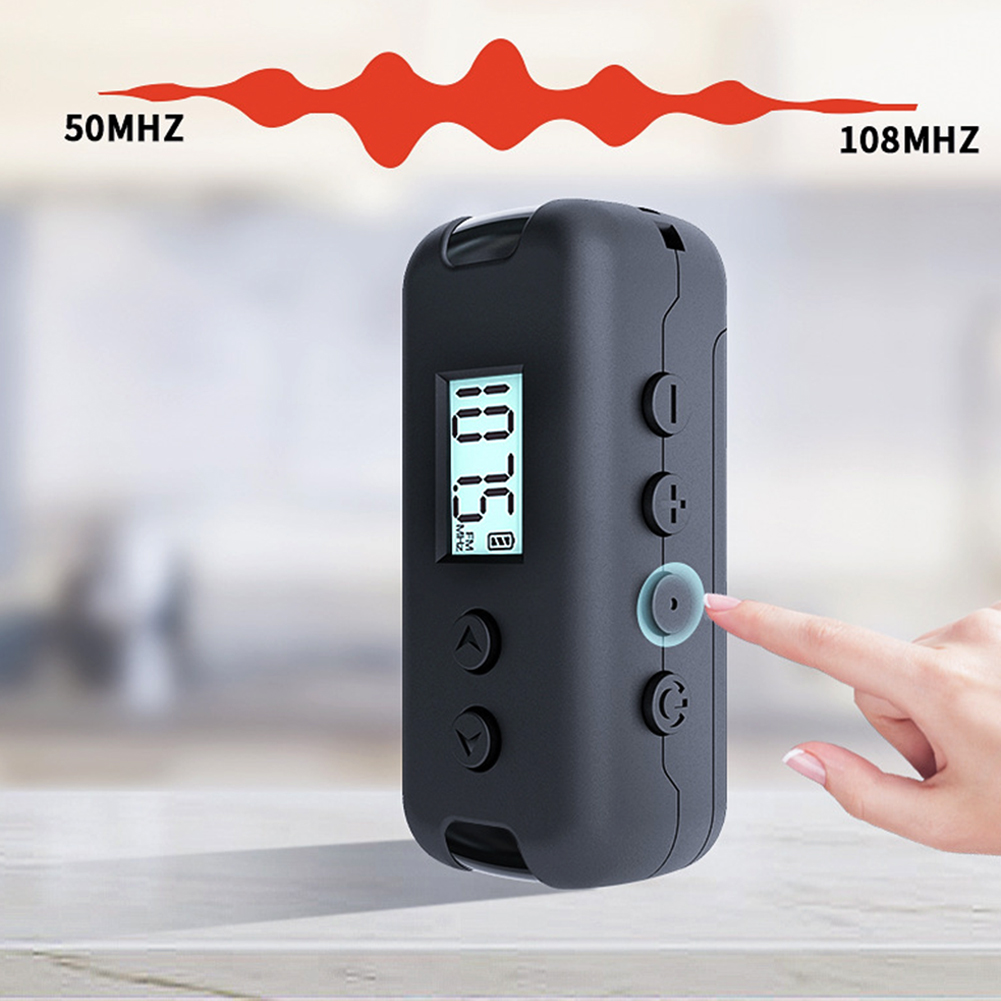 Lomme  fm 50-108 mhz radio bærbar mini dsp chip radiomottaker med lcd-skjerm 3.5mm øretelefoner skjerm 2* aaa strømforsyning