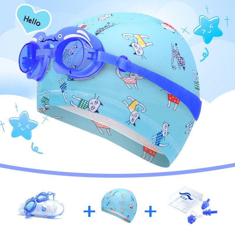 Nuovo 2020 Elastico Impermeabile Tessuto DELL'UNITÀ di ELABORAZIONE di Sport di Nuoto Piscina Cappello + Occhiali + Clip del Naso Della Clip Dell'orecchio per I Bambini Spiaggia set di Giocattoli