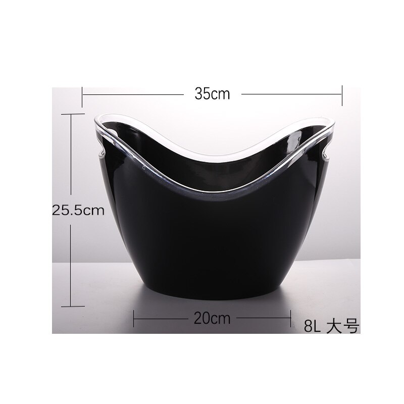 Large Transparent Ice Bucket Portable Fridge Beer Champagne Wine Bucket Ice Grain Bucket Bar Lid Space Saving Cube Maker Tools: black8L