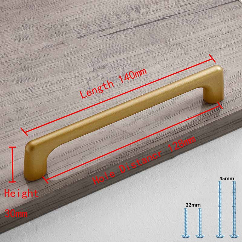 Simple Style Matte Gold Cabinet Handles Solid Aluminum Alloy Kitchen Cupboard Pulls Drawer Knobs Furniture Handle Hardware: Nickel