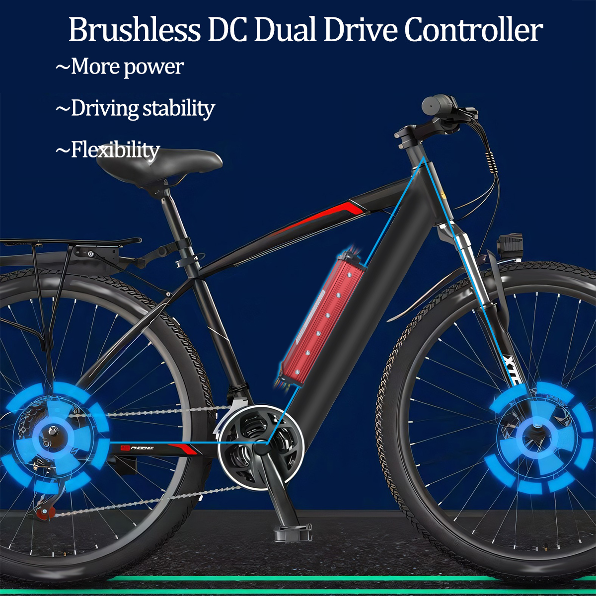 JRAHK 350W-2000W BLDC Controller Dual Drive Square Wave Electric Bicycle Controller 36V-60V Dual Mode Electric Scooter Accessori