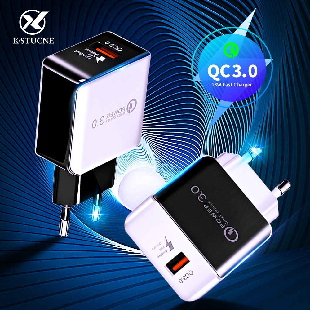 KSTUCNE Quick Charge 3.0 USB Charger 18W QC3.0 QC Fast Charging Multi Plug Mobile Phone Charger For iPhone Samsung Xiaomi Huawei