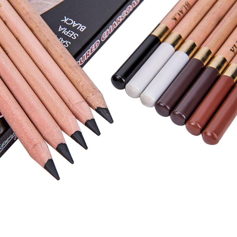 12 pièces/boîte Crayon bois Pastel doux crayons de charbon de bois pour croquis dessin AXYF