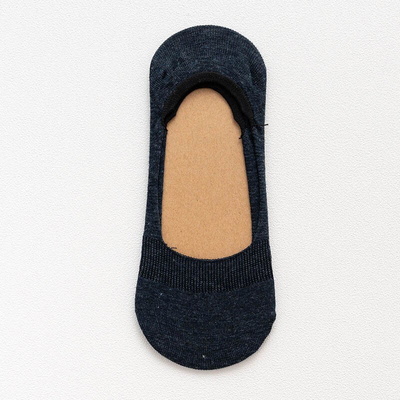 Meias curtas para mulheres, 5 pares/lote algodão meia-chinelo invisível antiderrapante engraçadas meias brancas: navy