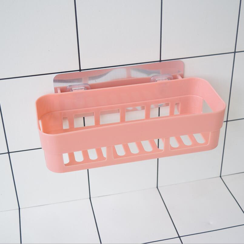 Badkamer Rack Handdoek Hanger Shampoo Douche Plank Zeephouder Houder Keuken Organizer Wanddecoratie: Pink