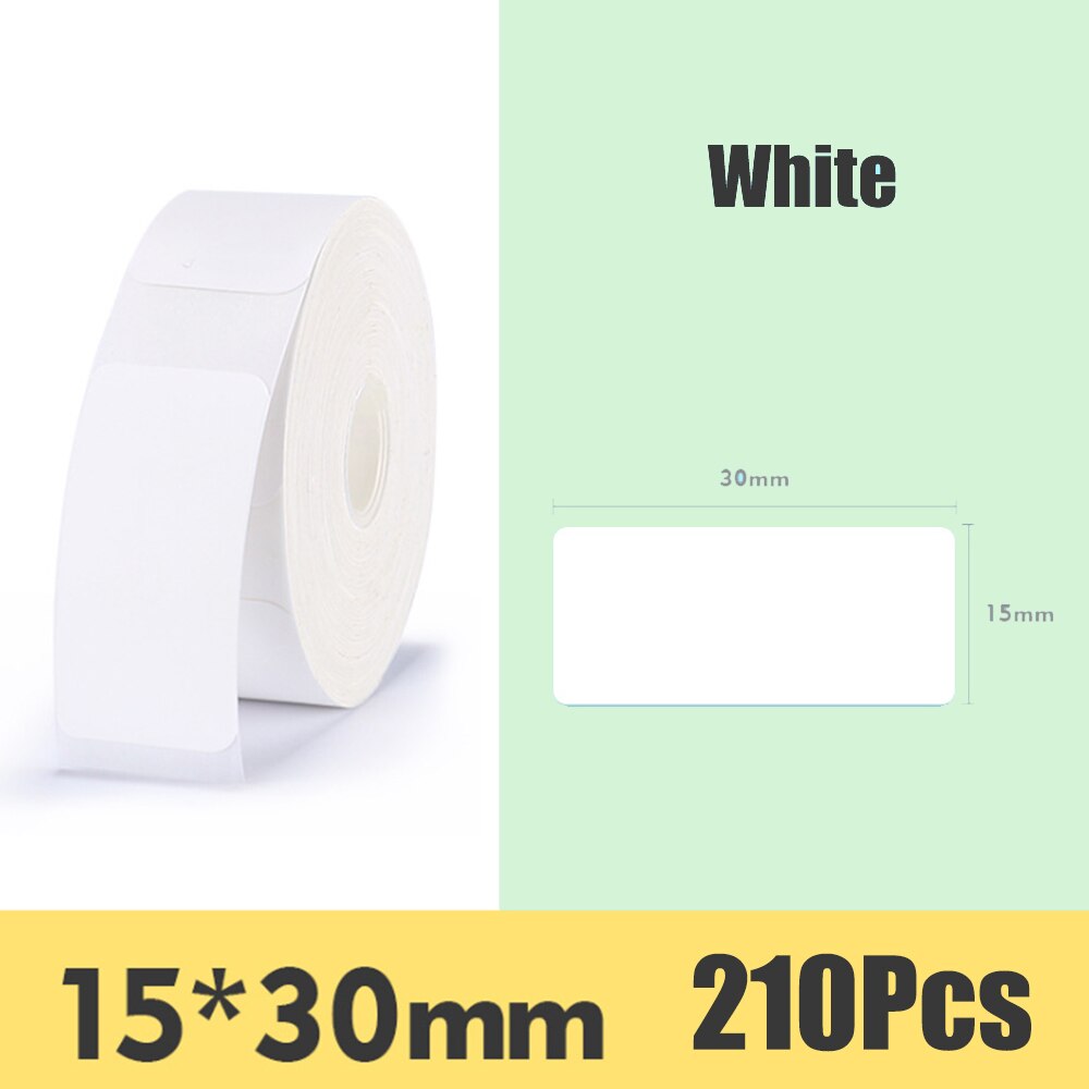 Niimbot D11 Mini Label Printer Paper Label Sticker Waterproof, Oil-proof and Tear-resistant Multi-color Pure Color: White 15 to 30mm