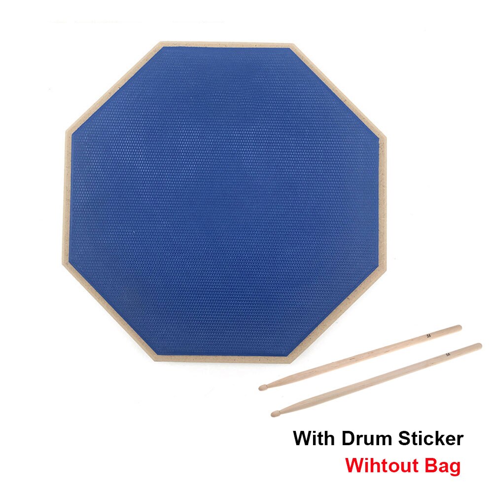 ammoon 12 Inch Drum Practic Pad Silent Drum Rubber Wooden Dumb Drum with Drumstick Carry Bag Support purchase: blue 8 INCH